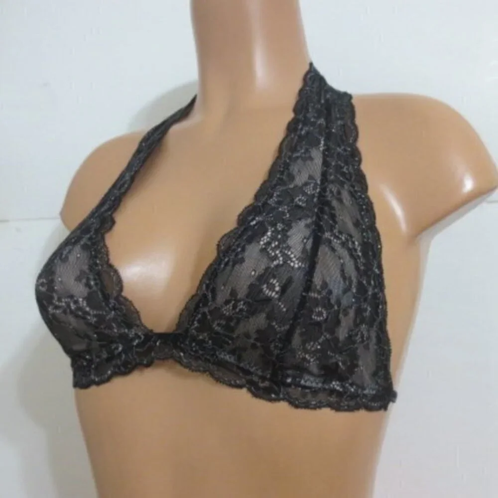 Urban Outfitters Black Lace Halter Bra